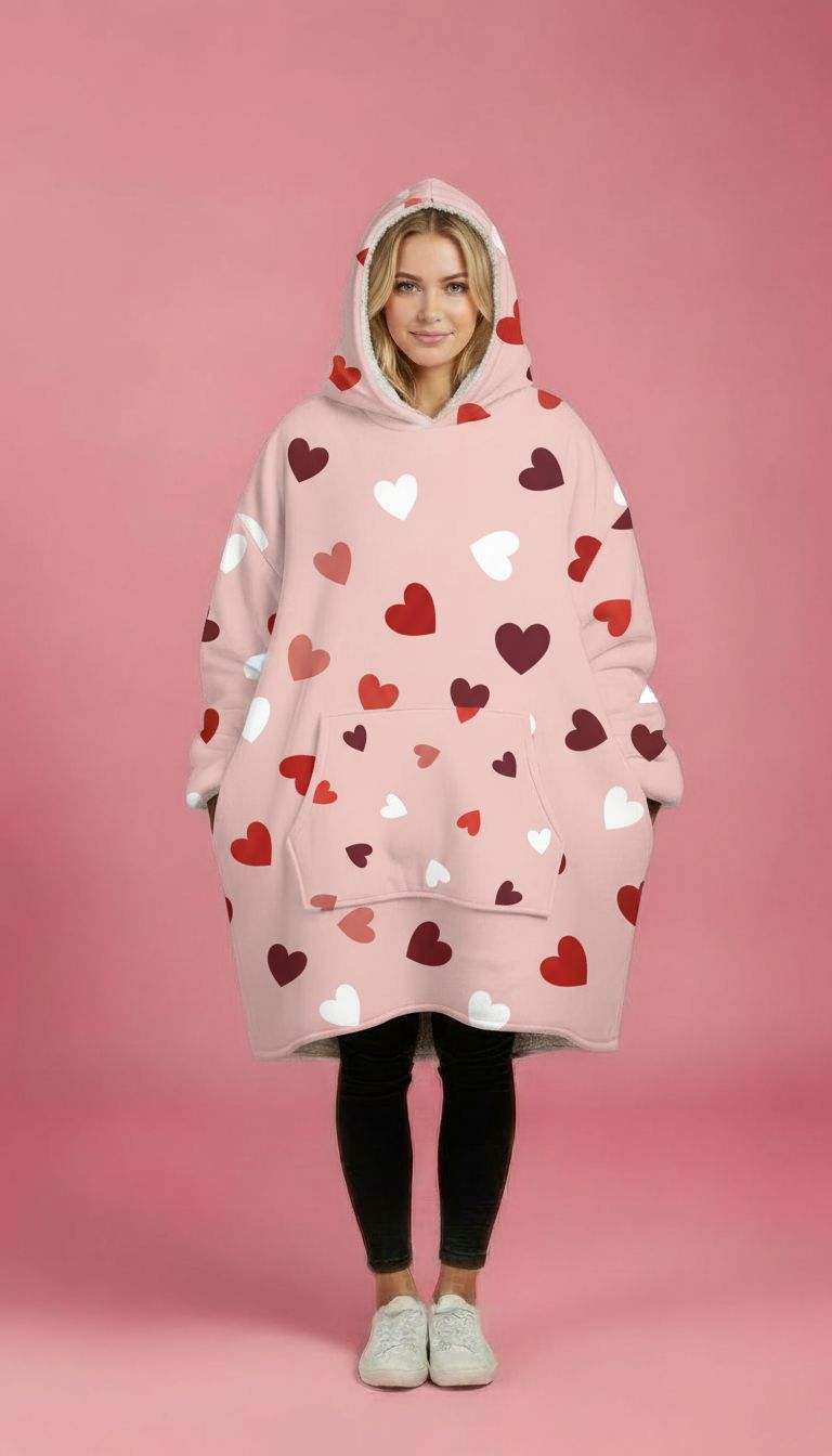 Pink Hearts Big Hoodie