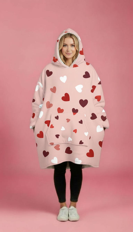Pink Hearts Big Hoodie