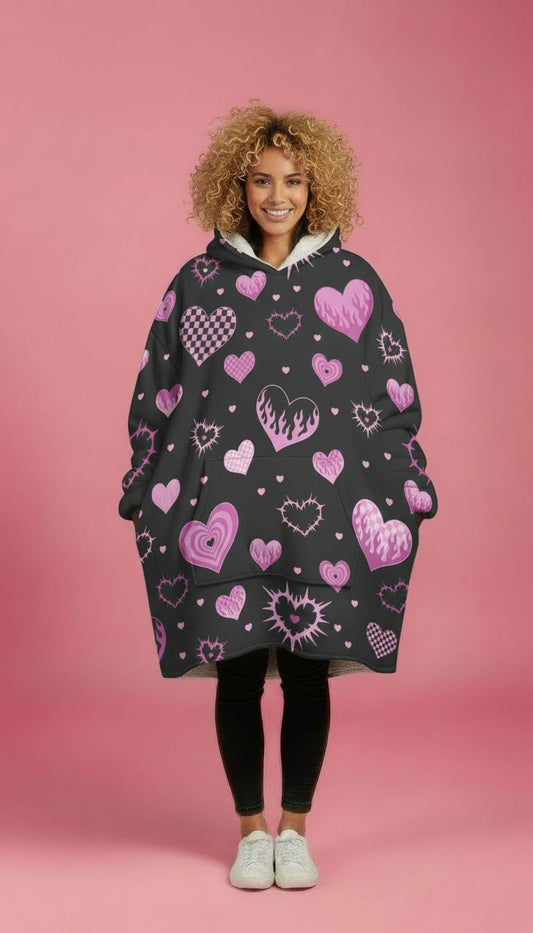 Tattoo Hearts Big Hoodie